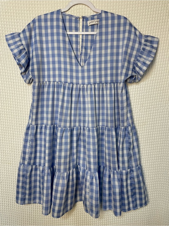 Petal & Pup Dresses & Skirts - Petal & Pup Nobel Dress in Blue and White Gingham, Tiered Mini, SIZE 8